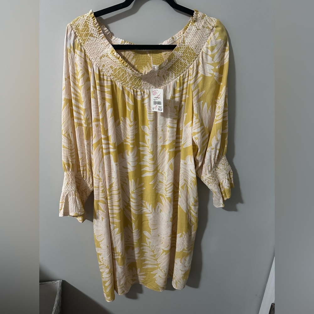 Yellow and White Floral Dress NWT XL